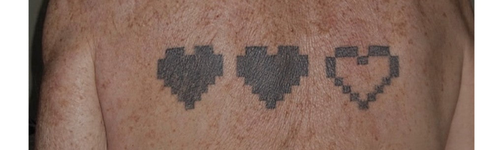 Three pixel hearts